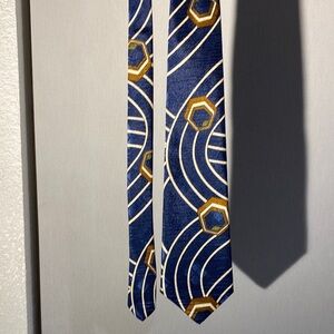 Bugle Boy Geometric Blue and Gold Tie